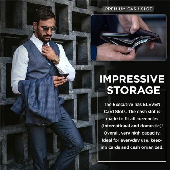 2 ID Window Wallet for Men RFID Blocking Leather, Bifold Top Flip - Picture 5 of 7